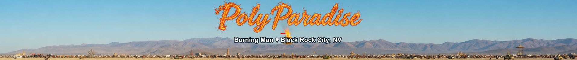 PolyParadise daytime Burning Man banner for 2027
