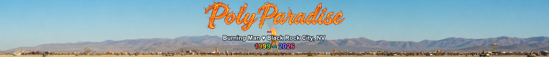 PolyParadise daytime Burning Man banner